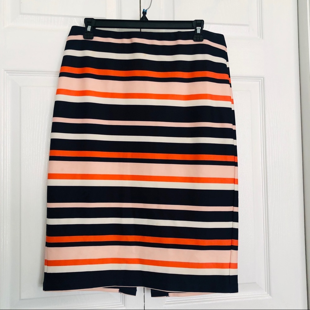 Multi color polyester stripe skirt